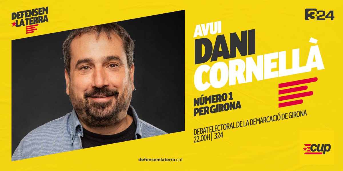 IPS-CUP Independents per Salt (@ipssalt) on Twitter photo ✴️#DefensemLaTerra ✴️
👉🏼D'aquí uns minuts en <a href="/danicornella/">Dani Cornellà #Independència #EcoSocialisme</a> participarà al debat electoral de la demarcació de Girona al @324Cat.
Som-hi! ✊🏼 ✴️#DefensemLaTerra ✴️
👉🏼D'aquí uns minuts en <a href="/danicornella/">Dani Cornellà #Independència #EcoSocialisme</a> participarà al debat electoral de la demarcació de Girona al @324Cat.
Som-hi! ✊🏼
