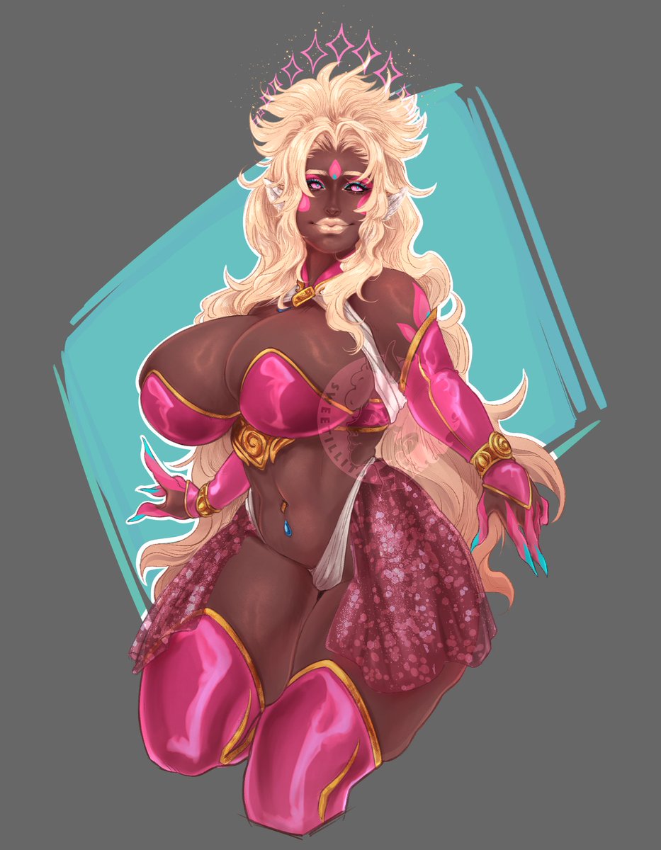 My part of the art trade with <a href="/EvinandValia/">⚜️Kingofundrock⚜️</a> of his beautiful Kanoran - An alien species of his~ #alien #pink #arttrade