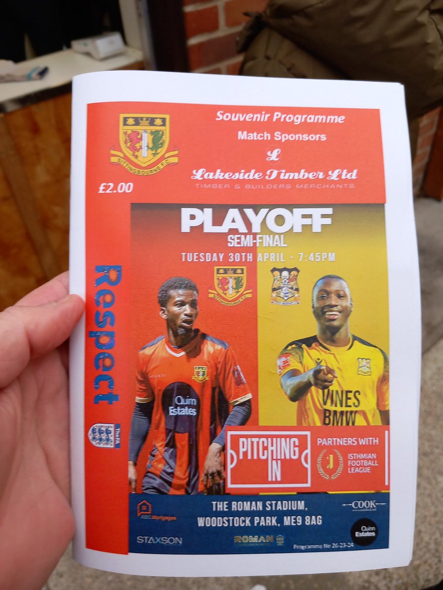 @nlprogs Isthmian South east play off semi final Sittingbourne v Three Bridges printed programme 👌