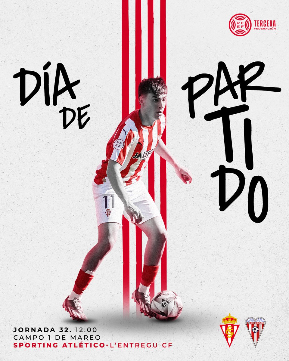 ✦ Día de partido. #SportingAtlético ⚽ @lentregu_cf. 📍 Mareo (Campo 1). 📺 12:00 horas. RSG TV.