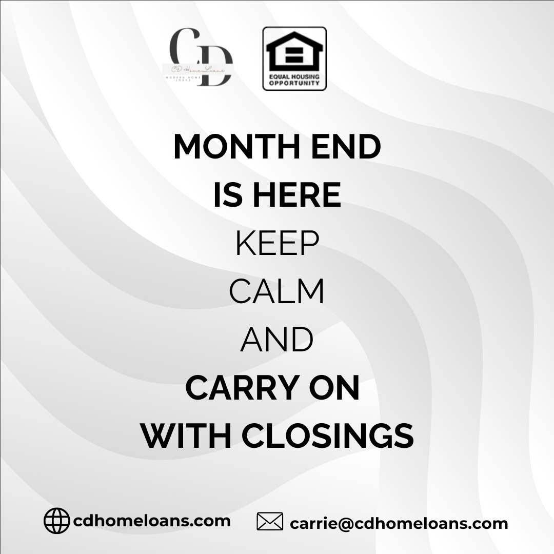 Month-end means closing time! Keep calm and let's carry those home dreams over the finish line. ✍️🔑 

#MonthEndGoals #ClosingDeals #RealEstateClosings #StayCalm #HomeClosing #EndOfMonth #RealEstateTransactions #HomeownershipGoals #ClosingTime #CarrieDiazHomes #CDHomeLoans #Si...