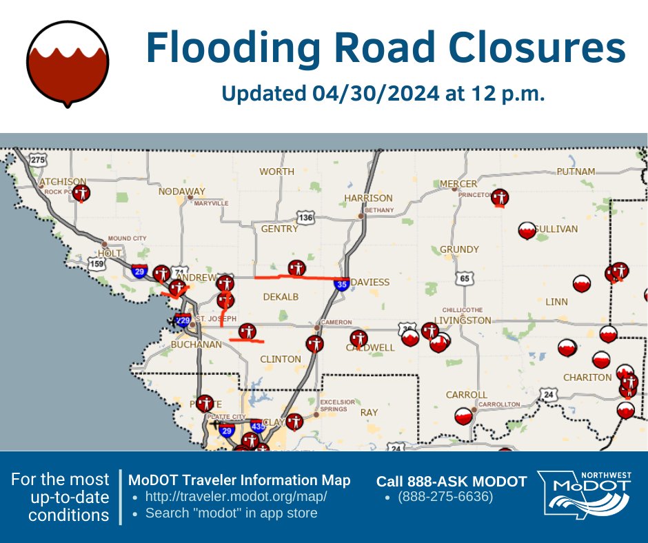 We still have a few roads closed in the eastern part of our district due to flooding. With more rain on the way, remember: if water is over the roadway at any point, turn around, don't drown. Check the Traveler Information Map for the most up to date road conditions.