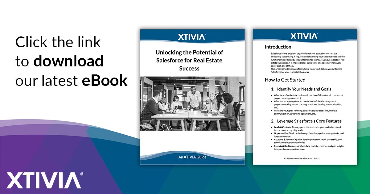 XTIVIA's tweet image. Click here to download our guide that aims to help you formulate a framework to help you customize Salesforce for your real estate business:
#Salesforce #SalesforceCRM #CRM
bit.ly/3QoiGtk