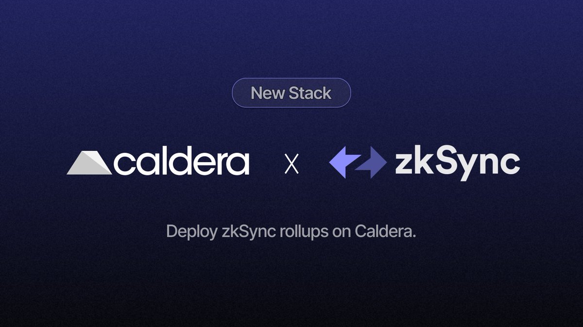 Caldera 🤝 zkSync We're excited to launch support for the ZK Stack, built on @zksync, in our RaaS solution, enabling users to deploy custom ZK hyperchains with their cutting edge framework. Learn more below ⬇️