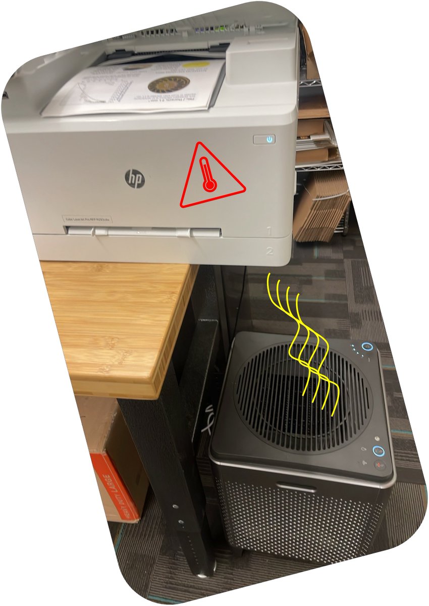 AccessSensor's tweet image. When your Director of Engineering feels the printer is taking too many breaks printing flyers for #ASIC2024 we get some supplemental air flow from the office #HEPAcleaner. #engineers #convectionisnotenough