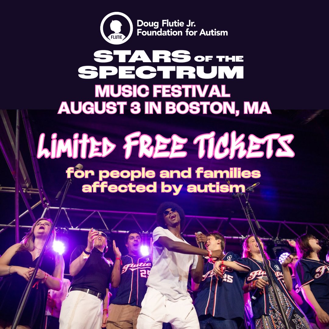 We are BACK with FREE tickets for people and families affected by autism for our STARS of the Spectrum Music Festival! Join us on Saturday, August 3 at Veteran’s Memorial Stadium for a day filled with incredible performances by autistic artists! flutiefoundation.org/starsofthespec…