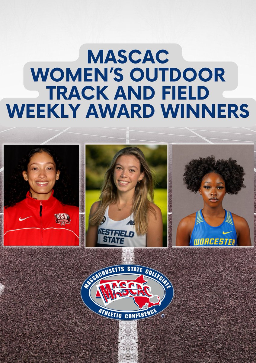 After competing at the MASCAC Outdoor Championship, Jailene Escalera of @bsubears, Eliza Lee of @WestfieldOwls and Ciara Adu-Addo of @WSULancers earn the #MASCAC Women's Outdoor Track and Field weekly awards. mascac.prestosports.com/sports/wtrack/… #d3tf #MASCACpride