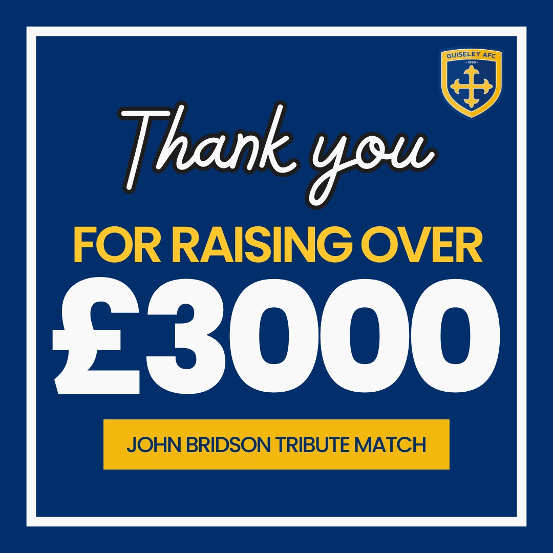 👏 | Thank you for your simply incredible support! The John Bridson Tribute Match has raised over £3000 and counting 🙌 You can still donate to the online fundraiser here: crowdfunder.co.uk/p/john-bridson… #GAFC #GuiseleyTogether