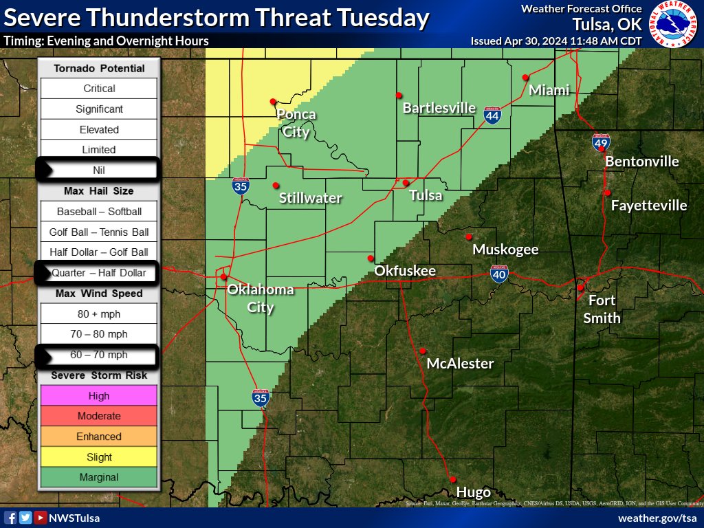 [4/30/24 12:04 PM] Updated severe weather outlook. #okwx #arwx