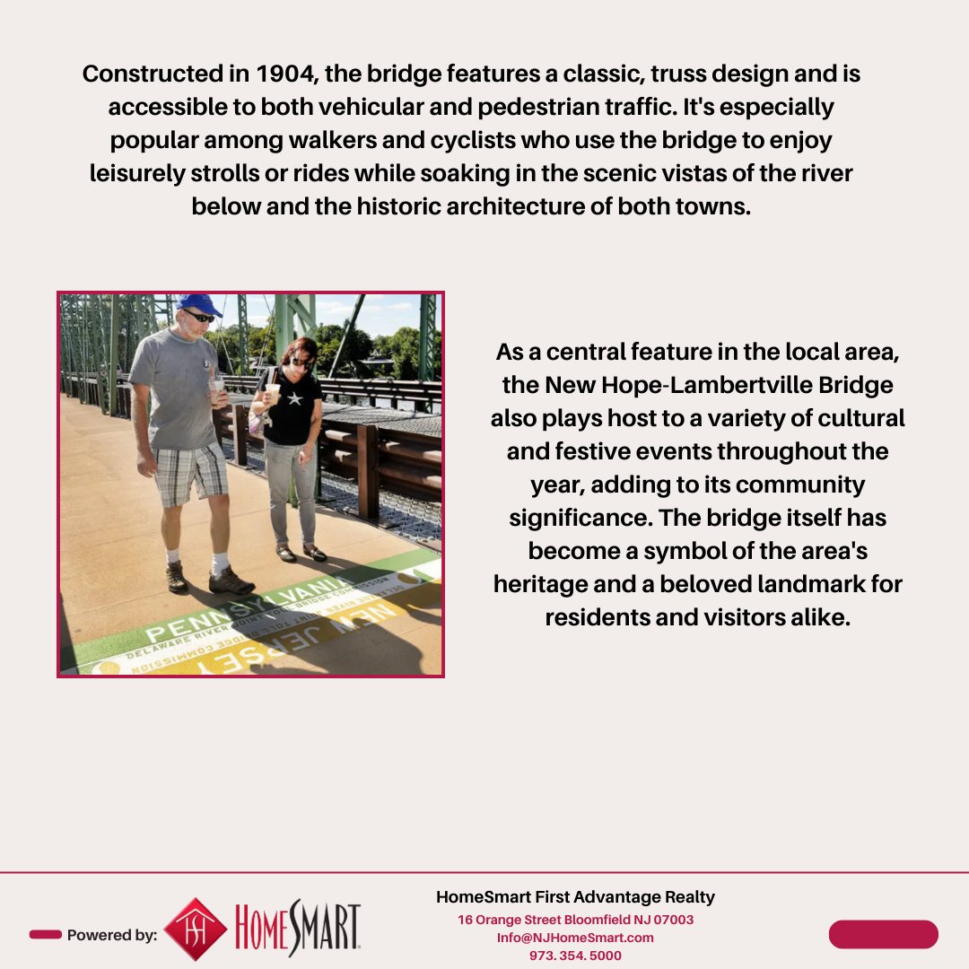 Spotlight on our lovely neighborhood 🏡 Iconic New Hope-Lambertville Bridge🌳🏞️  🌅💖 #NeighborhoodHighlight #NJHomeSMart #RealEstateNJ