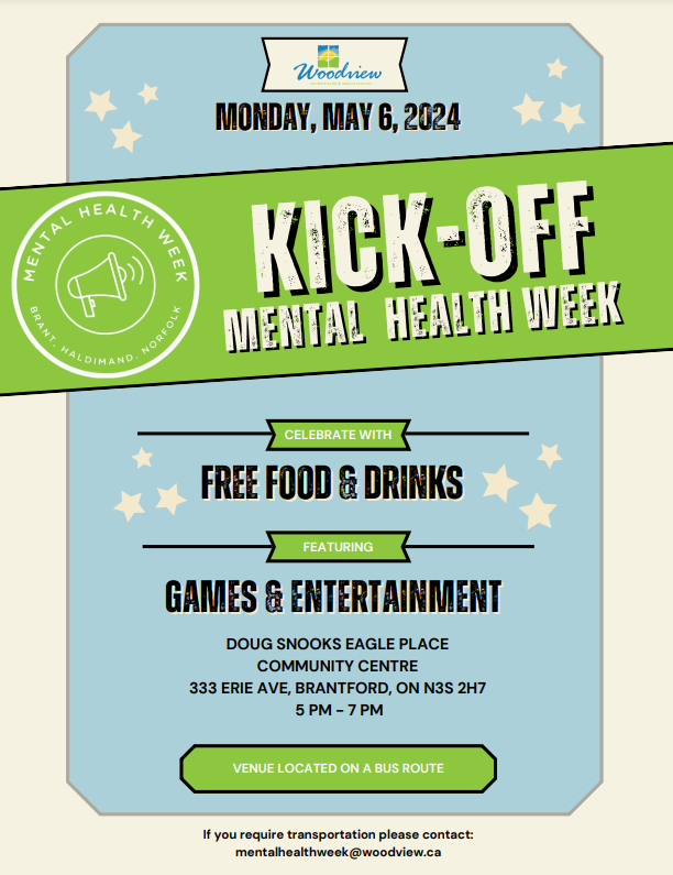 The countdown is on for Mental Health Week 2024! 💚 We get the party started with our annual kick-off event on Monday, May 6th! Join us at Doug Snooks Eagle Place Community Centre from 5-7pm for games, entertainment, food & drinks! #WoodviewMHAS #MHW2024 #CompassionConnects