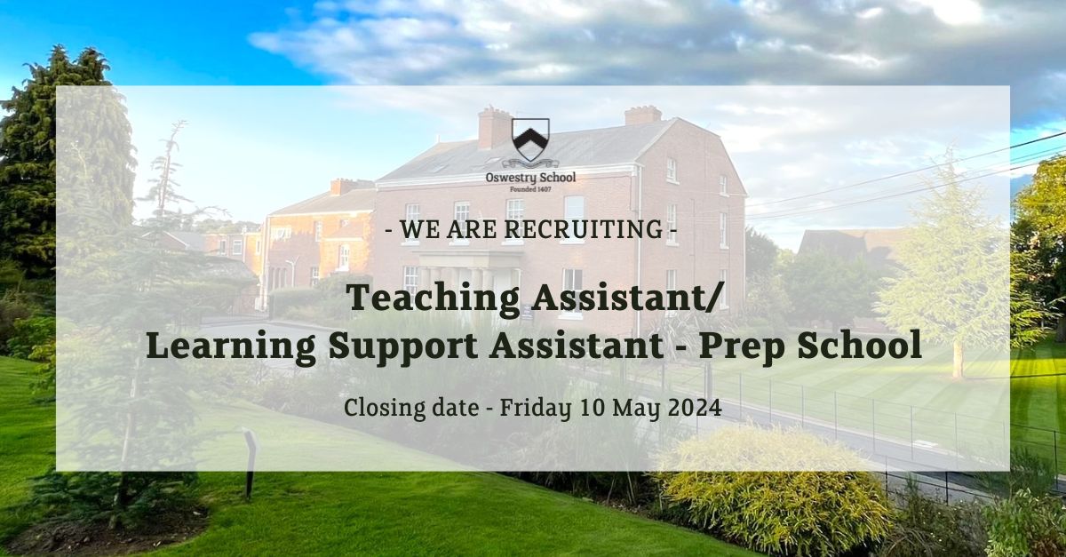 Oswestry School are recruiting for two full-time Teaching Assistant roles, to join our team from Sept 2024 in our Prep School. Full details of the vacancies can be viewed here: bit.ly/43JcjVl  #shropshirejobs #jobsinshropshire #edujobs #teachingjobs #jobsineducation