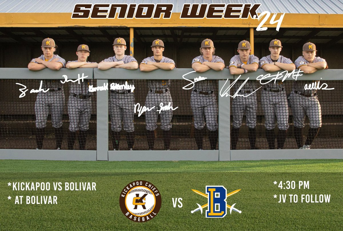 Tuesday Afternoon - at Bolivar High School. Varsity 4:30 start. JV to follow. @ChiefBaseball14