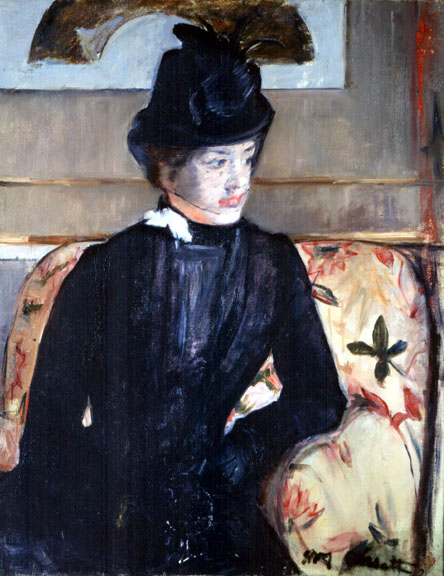 My review of exh catalogue _Cassatt--McNicoll: Impressionists Between Worlds_ is now out in @BurlingtonMag, May 2024. Re: @agotoronto 2023 exh. cat. by Caroline Shields et al. Pic: Mary Cassatt, _ Young Woman in Black (Portrait of Madame J)_, 1883 (MD State Archives)