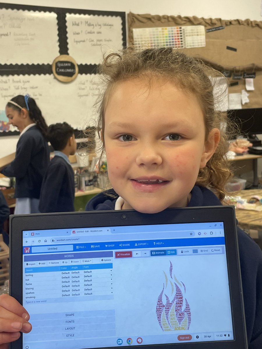 MillbankPrimary's tweet photo. Thinking of words associated with fire and putting them into a ‘word cloud’ on the Chromebooks. https://t.co/l3pAqYg2FZ