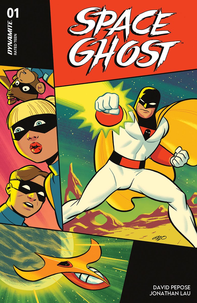 In stores this week, Space Ghost #1 with covers by Francesco Mattina, Jae Lee, Bjorn Barends and Michael Cho. #spaceghost #davidpepose #jonathanlau #francescomattina #jaelee #bjornbarends #michaelcho dynamite.com/htmlfiles/view…