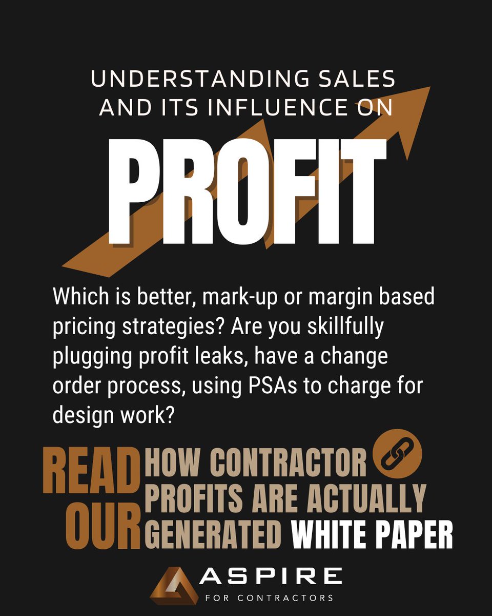 Which Pricing Strategy is better? Read our White Paper on How GC Profits are Actually Generated and find out:
theaspireinstitute.com/where-does-gen… #homeremodel #Remodel #customhomebuilder #custombuilder #KitchenRemodeling #BathroomRemodeling #CustomHomeBuilders #remodelingcontractors