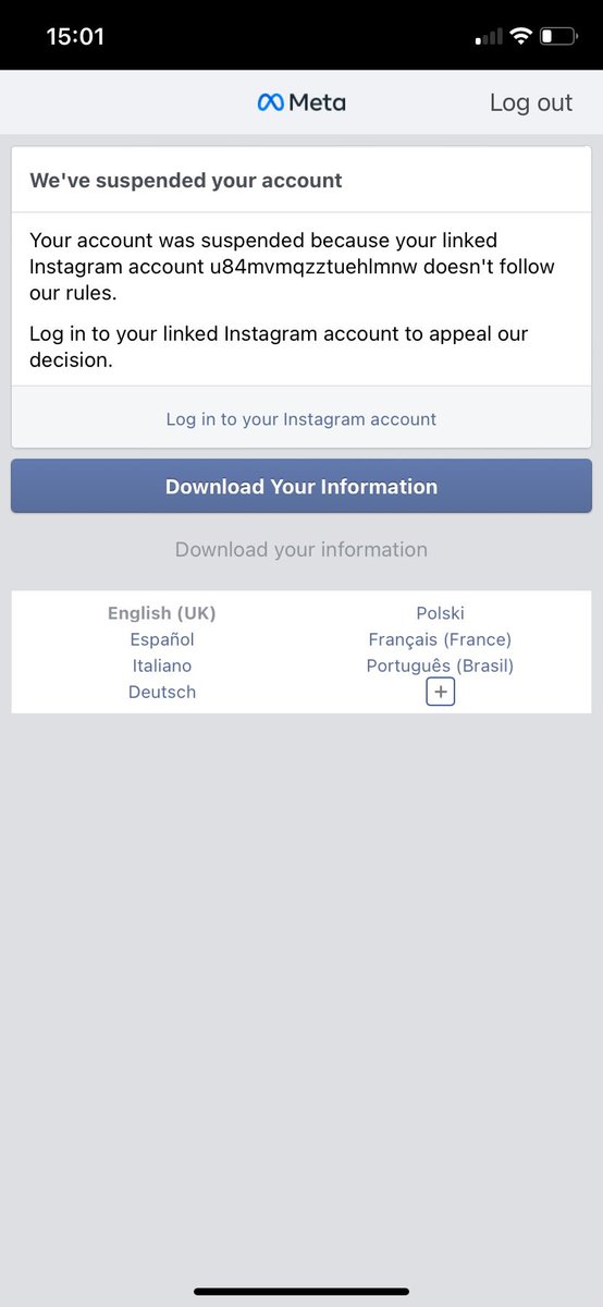 jayniemack's tweet photo. @Meta @facebook @fbsecurity @MetaNewsroom @messenger @instagram @InstagramComms 

When are you going to deal with this? Can’t log in to Facebook and can’t log in to the rogue Instagram account to appeal as it’s not mine! Really should be better than this! Why do you not answer? https://t.co/DYrnSrJc7r
