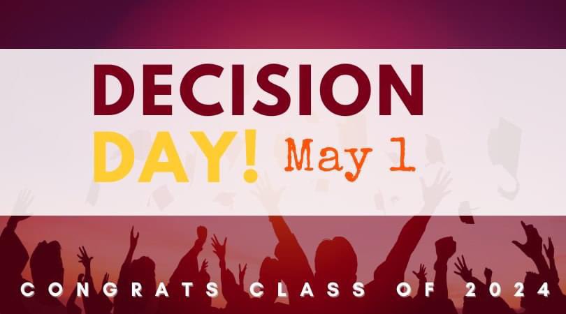 Attention Senior Class of 2024: National Decision Day is tomorrow, May 1! If you have made your final decision for next year, wear 'gear' for your school or job choice on Wednesday! #JordanPride #Classof2024 #NationalDecisionDay