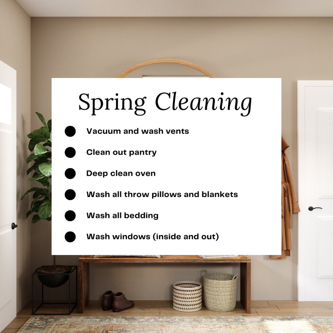 Did you know a thorough spring cleaning of your home has several health benefits? 

For starters, a clean home can strengthen your immune system and help you avoid illnesses.

Use this list to help you get started! 

#InspiredLending #KristieBertolo #MRTGAGE #MortgageBroker