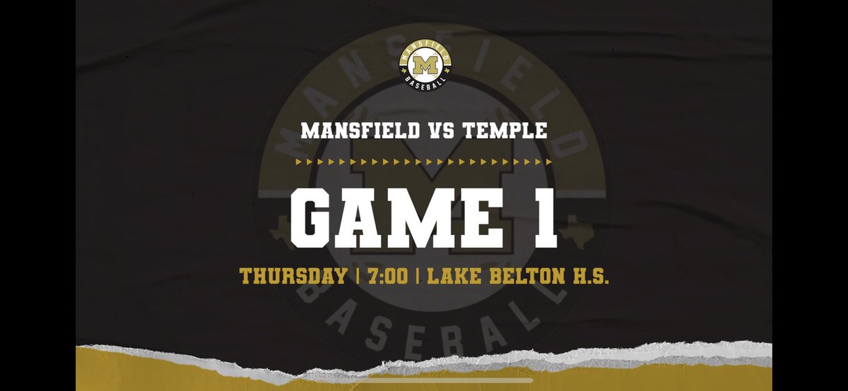 Update Game 1 vs Temple will be played at Lake Belton High School 7:00 PM