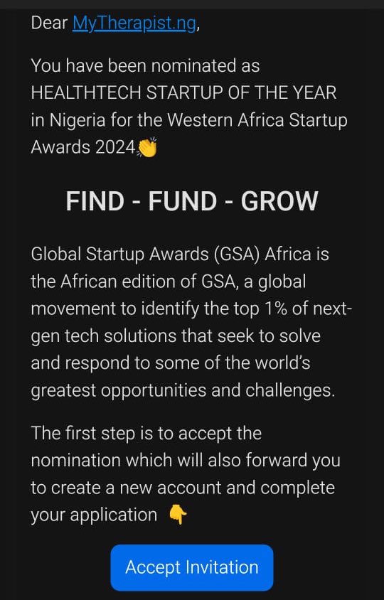 Guyyyyyyyys get in hereeeee!!!! @MyTherapistng has been nominated as Healthtech Startup of the Year!!!! 

Mahn I’m so excitedddddd!!! 💃