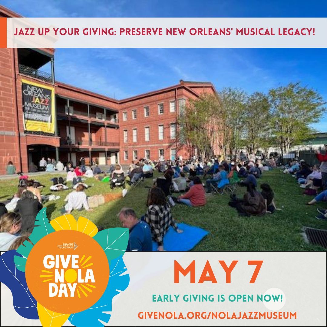 Can you believe it? Give NOLA Day is just one week away! 🎉✨ 

Get ready to make a difference in our community by supporting the New Orleans Jazz Museum!

GIVE EARLY NOW: givenola.org/nolajazzmuseum

#GiveNOLADay #NOLA #Jazz