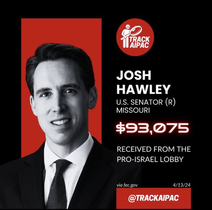 Josh Hawley is bought and paid for by Israel