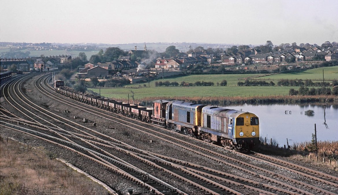 20056 &amp; 20008 at Horbury Junction with a spoil train from Healey Mills 24th October 1983 #TwentiesOnTuesday

📸 John Whiteley