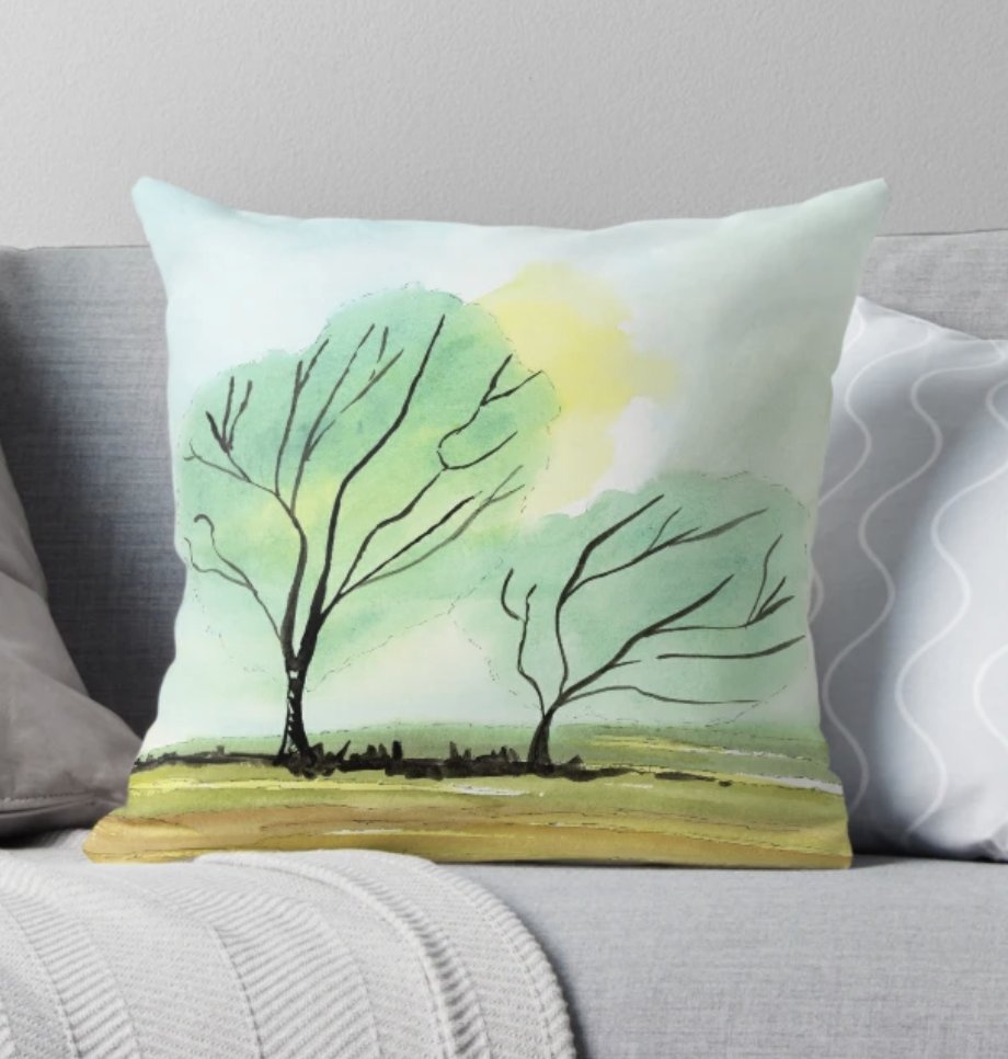 A very simple watercolour landscape on lots of stuff in my #Redbubble shop tinyurl.com/zehhk6yu 'Dream Trees'. 🌳🌳🌳  #TShirts #Tees #WallArt #Trees #Nature #Landscape #Watercolour #Derbyshire #PeakDistrict #Cushions #ThrowPillows #Decor #Interiors #Home 🌳🌳🌳