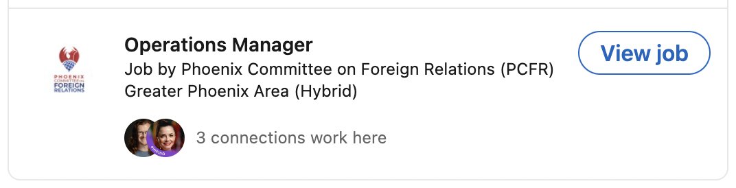 PCFR is hiring! Apply today to join the team at PCFR as our Operations Manager. View the detailed job description & apply at linkedin.com/jobs/view/3909….

#hiring #jobs #Phoenix #nonprofit #international #foreignrelations #operationsmanager