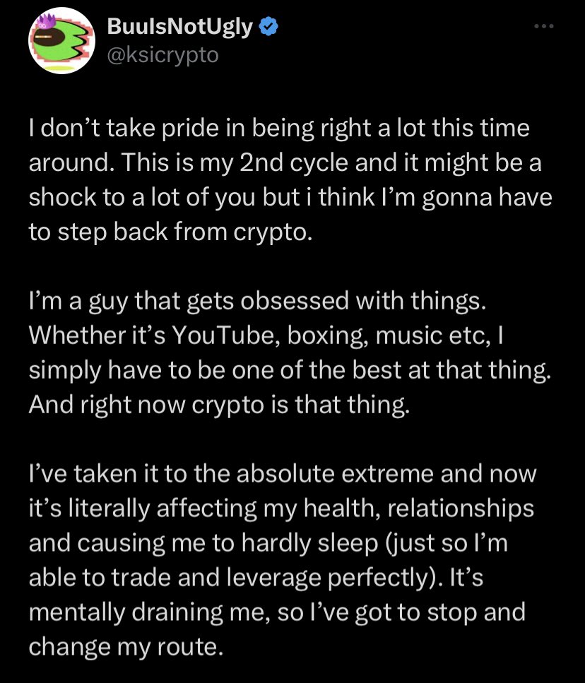 KSI talks about leaving crypto after it started affecting his mental health  ❤️‍🩹