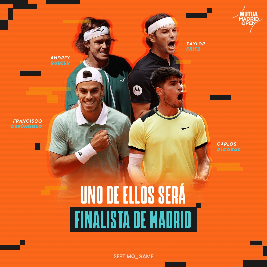 💥 GANÓ ALCARAZ Y SE VA DEFINIENDO TODO. El bicampeón venció a un gran Jan-Lennard Struff en tres sets y avanzó a los cuartos de final del M1000 de Madrid dónde enfrentará a Andrey Rublev. Fran Cerúndolo hará lo propio ante Fritz. De estos cuatro nombres saldrá un finalista 👀