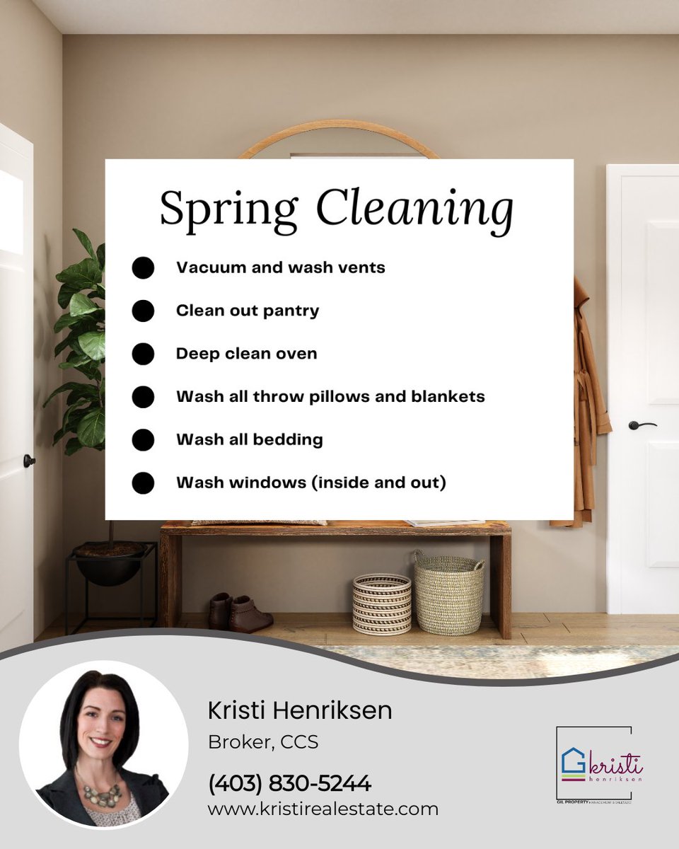 Did you know a thorough spring cleaning of your home has several health benefits? 

For starters, a clean home can strengthen your immune system and help you avoid illnesses.

Use this list to help you get started! 

#sellinghomesyyc #calgaryrealestate #yycrealestate