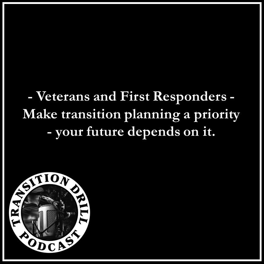 Your future is yours, so be ready for it. 

👉🏼 Listen to or watch full episodes #linkinbio

#transitiondrillpodcast #militarytransition #firstresponders #police #ems #veterans #army #navy #airforce #marines #coastguard