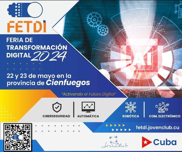 FERIA DE TRANSFORMACIÓN DIGITAL
Días 22 y 23 de Mayo. Hotel Pasacaballo  en #Cienfuegos. Organizada por la Dirección de los Joven Club.
#JovenClubTeConecta #PorCubaJuntoCreamos