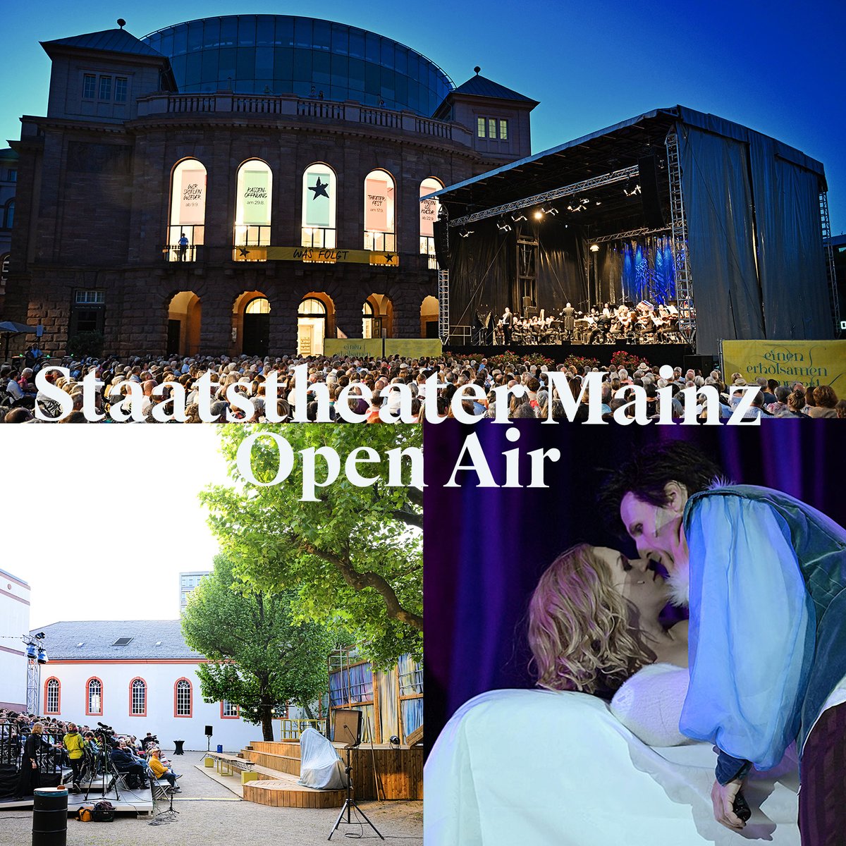 Bei diesem sommerlichen Wetter steigt die Lust auf #openair #Theater! ☀️THE KINGDOM ab 12.6,, Tritonplatz #tanzmainz ☀️SHAKESPEARE IN LOVE ab 15.6., Innenhof vom Landesmuseum #schauspiel ☀️OPERNNACHT, Gutenbergplatz am 6.+7.7. staatstheater-mainz.com