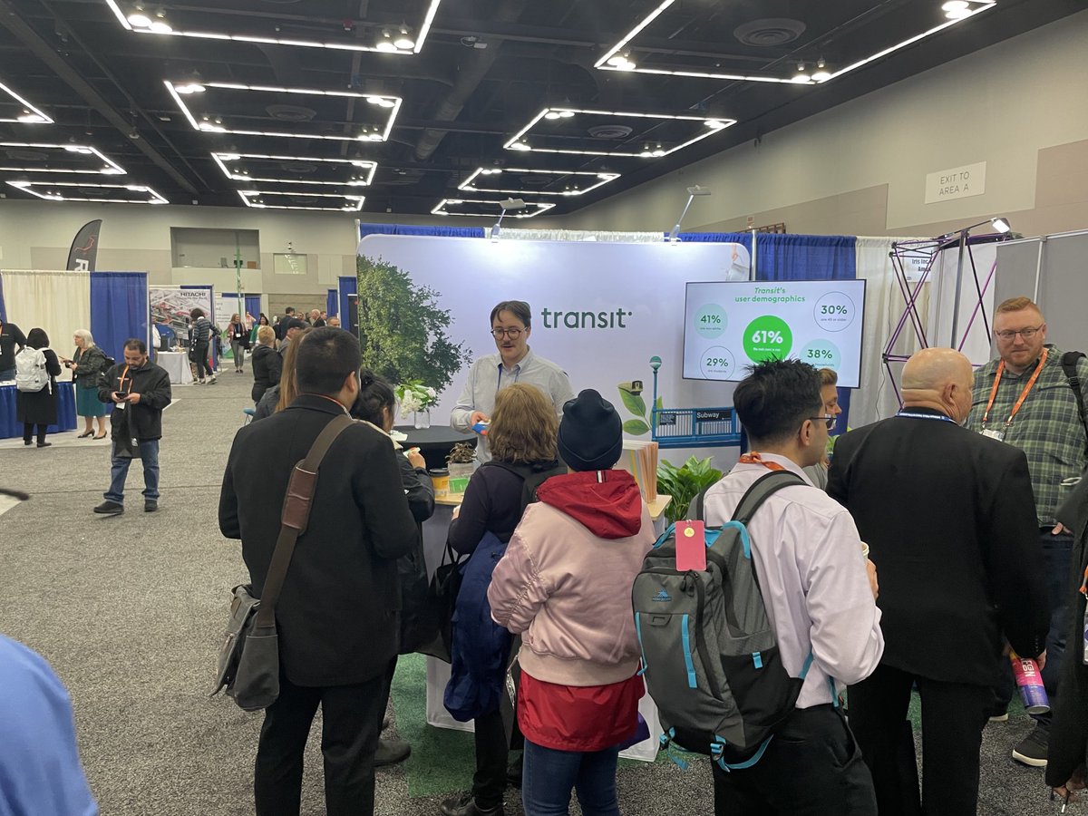 Happy to see the crowds around the ⁦@transitapp⁩ booth at the ⁦@APTA_info⁩ conference. I depend on their app all over the world, and we enjoy collaborating with them.