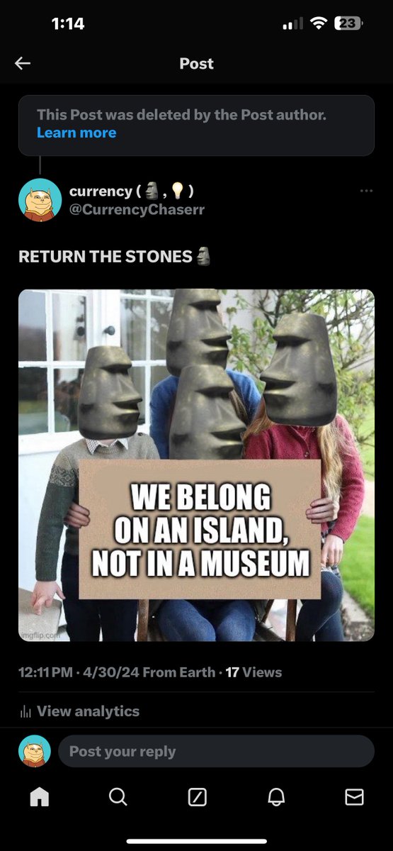 dear @britishmuseum 

this only ends one way

return the stones

you can try & keep tweeting

but you’ll keep deleting

cheers

🗿