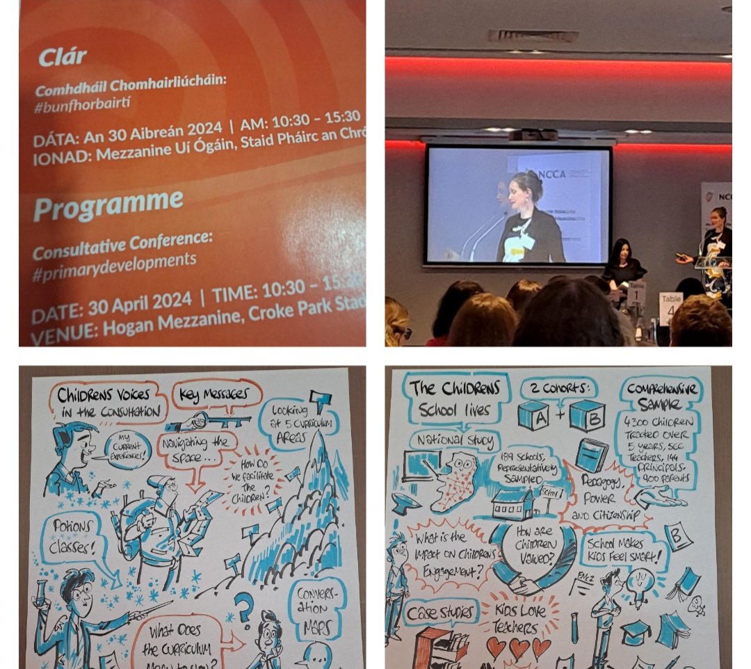 Children's contributions were central during presentations at the <a href="/NCCAie/">NCCA</a>  consultative conference today.  Important insights shared by the children present in Croke Park, the team from <a href="/CSLstudyUCD/">Children's School Lives</a> and the research team <a href="/MarinoInstitute/">MIE</a>  #primarydevelopments