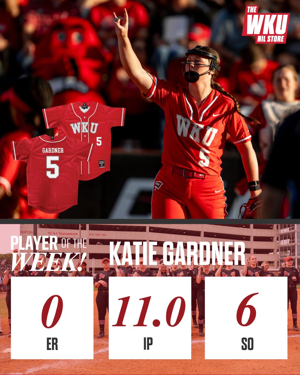 SHE IS HER🔥🔥🔥 KATIE GARDNER with the shutout this past weekend as they take down Jax State 4-0 ‼️‼️ Shop🔗: wku.nil.store/collections/ka… #GoTops