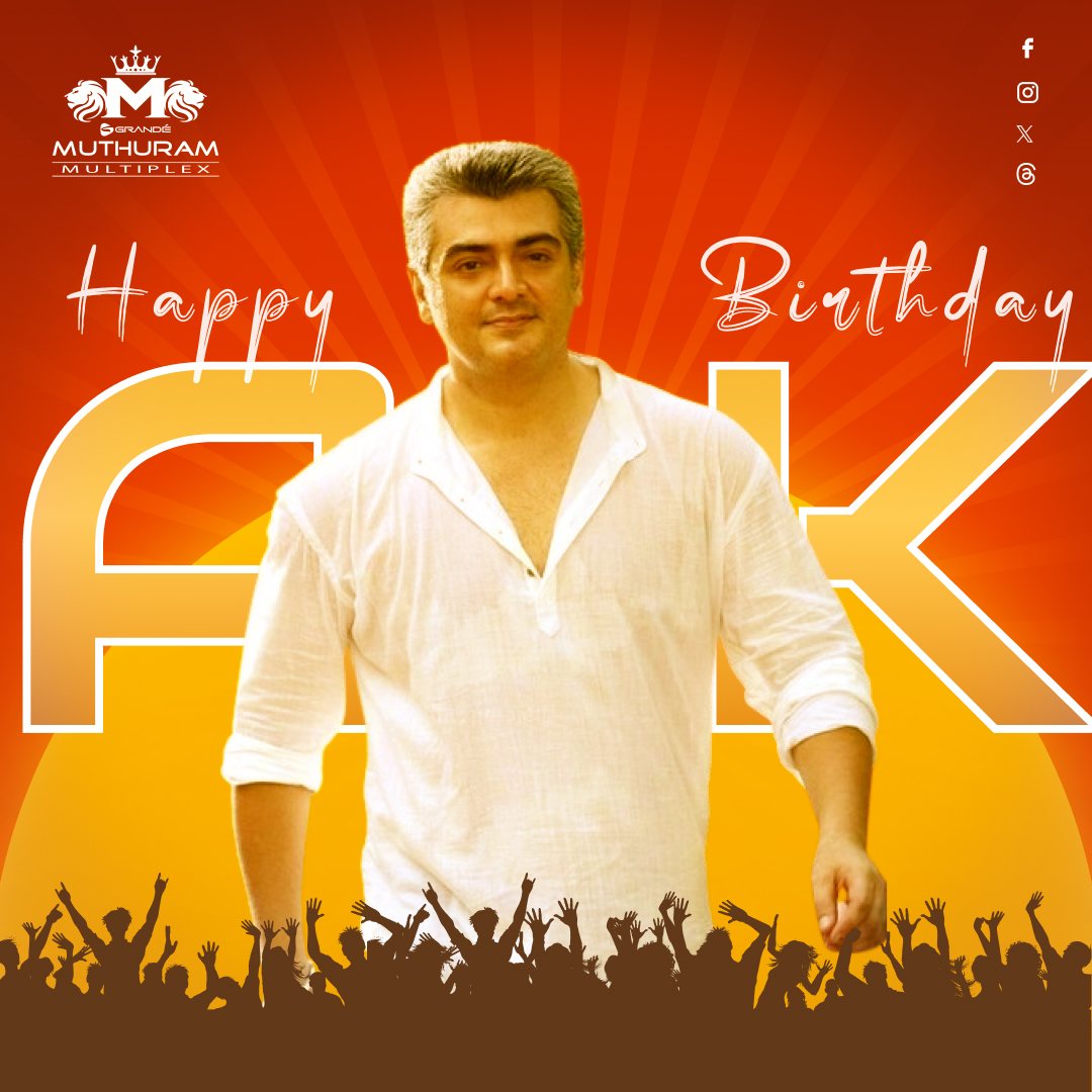 Wishing a remarkable birthday to Ajith Kumar! May your special day be filled with the same brilliance and uniqueness that defines you! 😊💥

#Ajithkumar #HappyBirthdayAjithKumar #HBDAjithKumar #HappyBirthdayAjith #HBDAjith #Thala #AK #GrandeMuthuramCinemas #Tirunelveli #Nellai