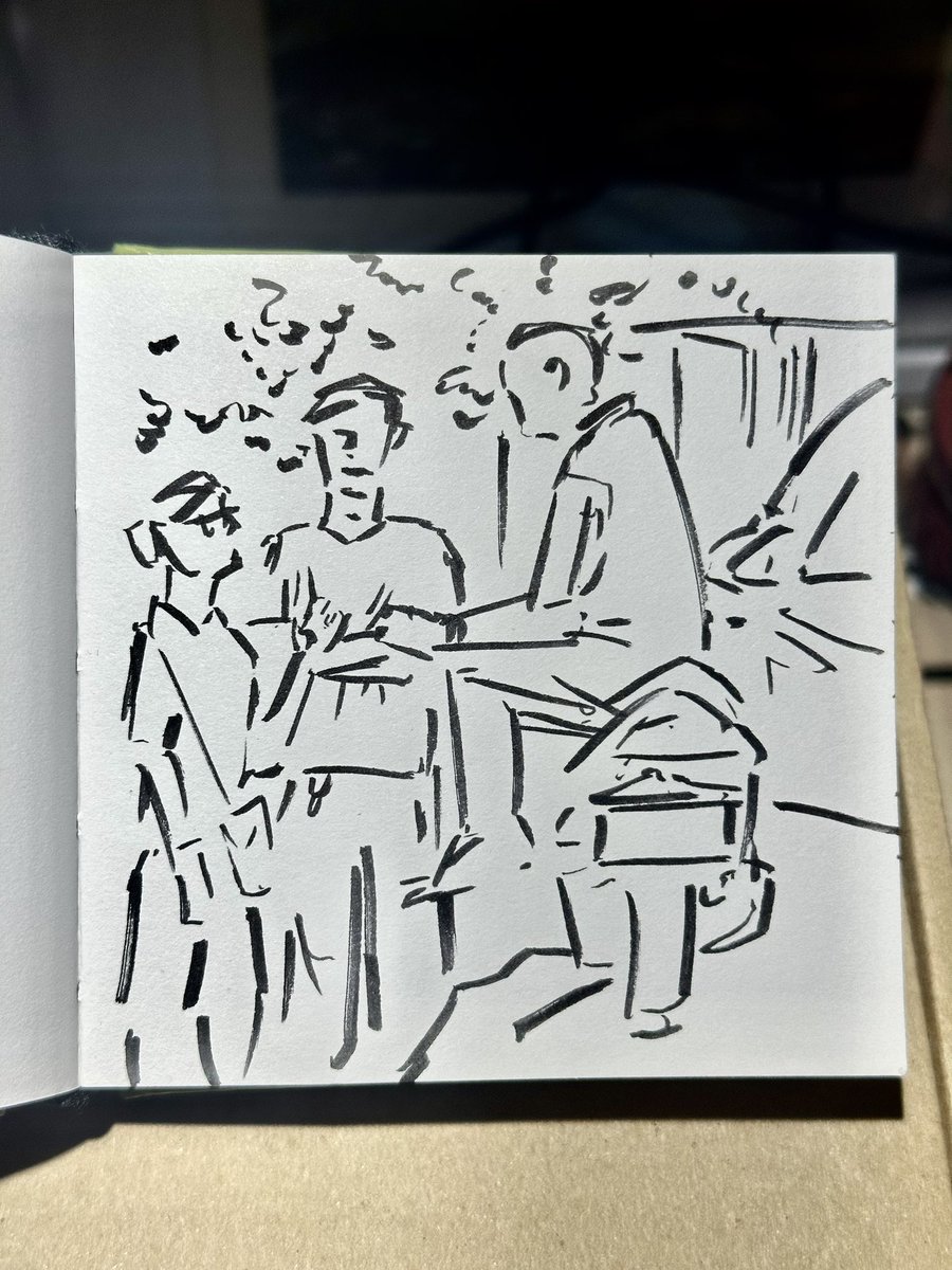 post-car accident moments at the police station this afternoon. my phone died so i just drew to distract myself from the heat (no one got hurt)

from my live sketching journal 