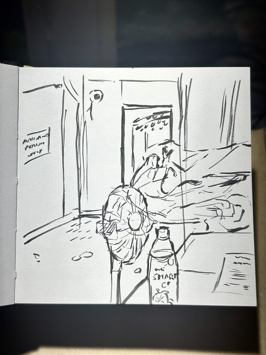 post-car accident moments at the police station this afternoon. my phone died so i just drew to distract myself from the heat (no one got hurt)

from my live sketching journal 
