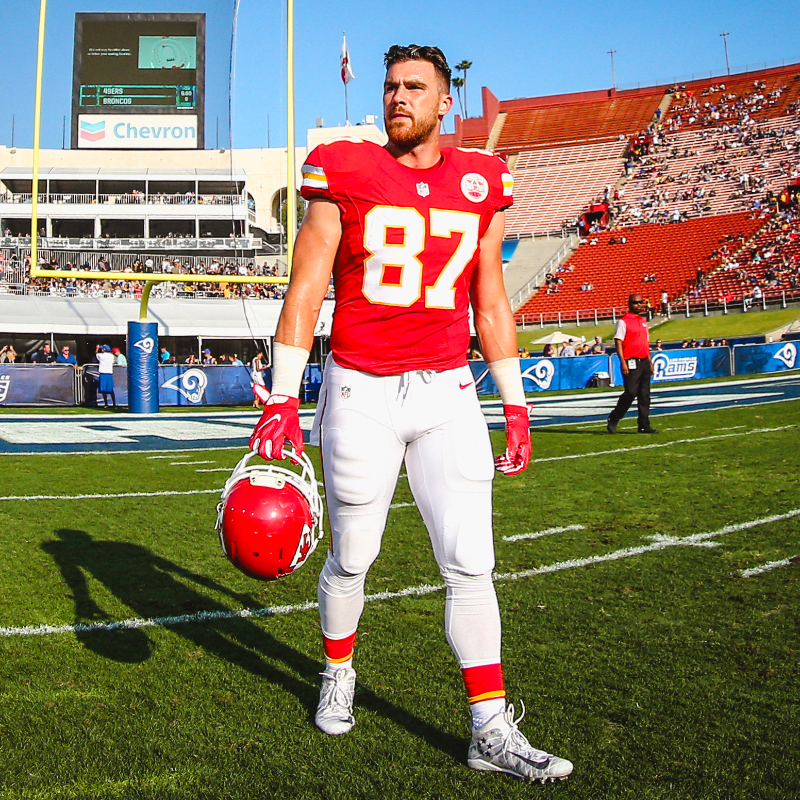 Chiefs's tweet photo. Everyone's favorite tight end over the years ⏭️