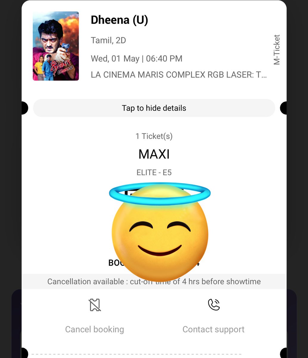 Booked for the 6:40pm show of #Dheena at Maris. Excited to watch a #Thala film in India after many years. Thalaaaaaa vibe! #Ajithkumar #HBDAjithKumar.