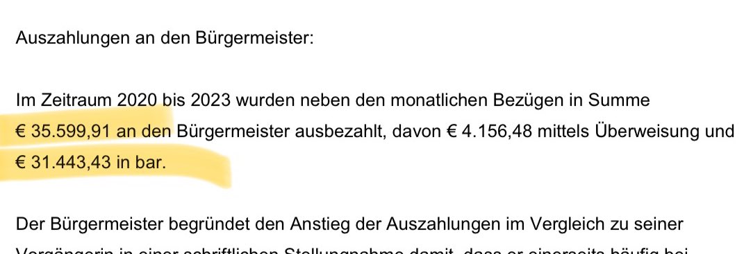 BrianCSchmidt's tweet photo. Auszahlungen an die Bgm 2017-20:
rd. 1.800,-

Auszahlungen an Bgm Koza 2020-23:
💸 https://t.co/Jia2fYACtg