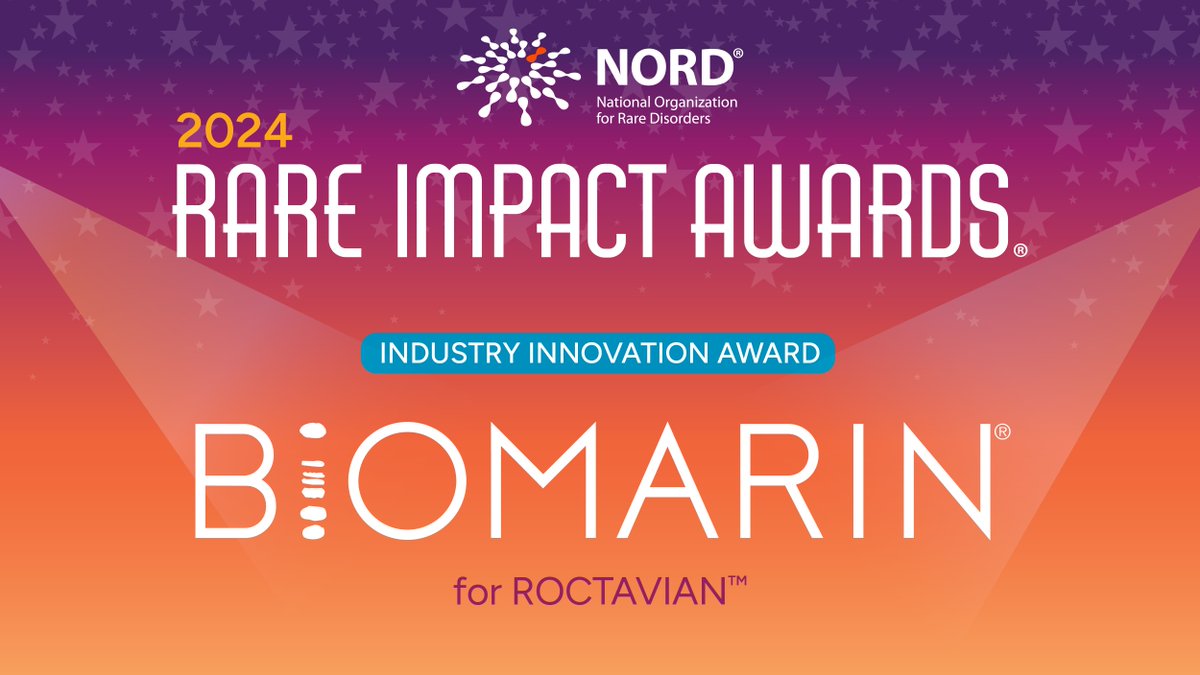 The 2024 #RareImpactAwards will honor the companies pioneering advancements in #RareDisease treatment.

One of those is @BioMarin, developers of the 1st FDA-approved gene therapy for adults with severe #hemophiliaA.

Meet all of the 2024 Honorees: rareimpact.org