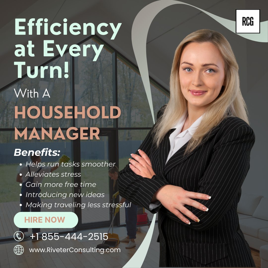 Riveterconsult's tweet image. At RCG, we specialize in placing expert Household Managers who bring efficiency to every aspect of your home life. From organizing daily routines to overseeing staff, they ensure your household runs seamlessly.🏠⏱️

#HomeHarmony #EfficientHome #HouseholdManagement #RCGHiring
