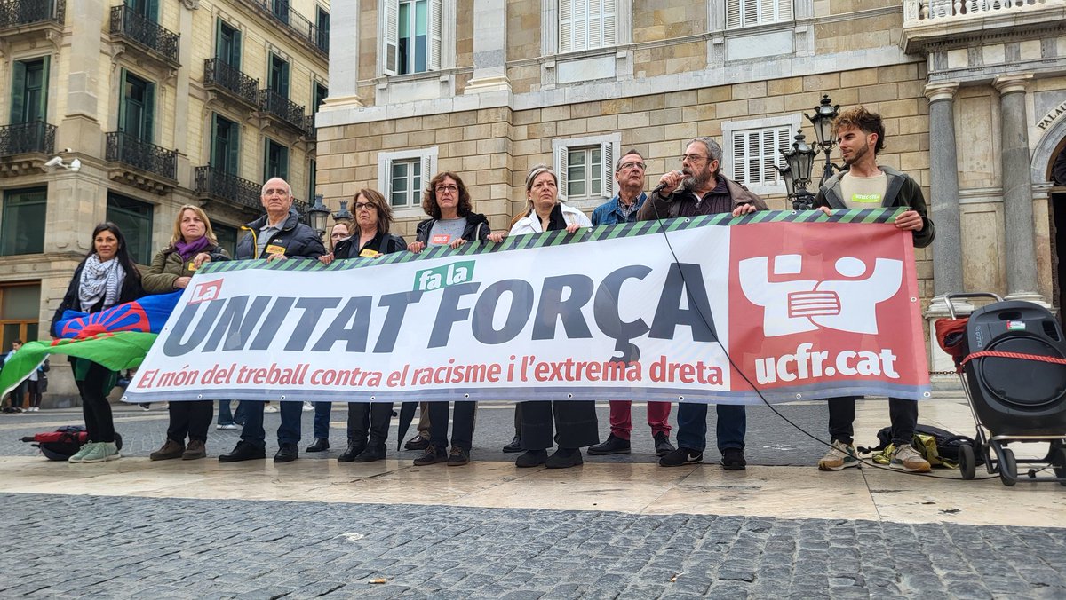 Avui de forma unitària @UCFRcat al cor de Catalunya, a pl. Sant Jaume, diem no al racisme i al feixisme.